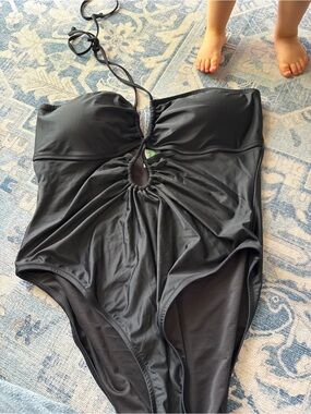 J. Crew Black One-Piece Swimwear with Front Keyhole